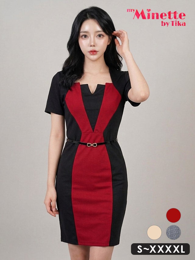 キャバドレス 安い 激安 ミニ丈 キャバクラ クラブ ラウンジ コントラストカラー プリント フロント デザイン 半袖 タイト ミニドレス プチプラドレス