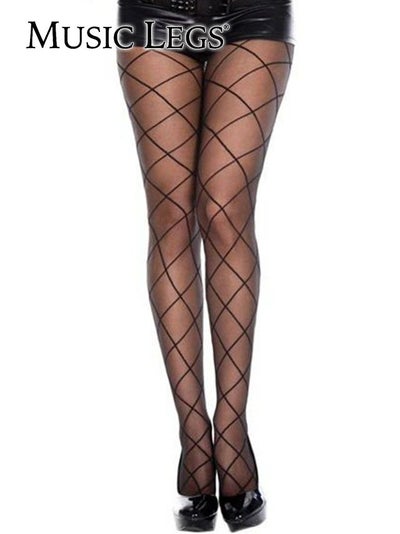 [MusicLegs/ミュージックレッグ] シンプルクロスネットストッキング (フリーサイズ)【ネコポス対応可350円】