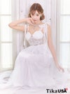 [LA直輸入] ふわふわプリンセスビスチェ風キャミソールチュールロングドレス (Sサイズ～Lサイズ) (明日花キララ/キャバドレス着用)