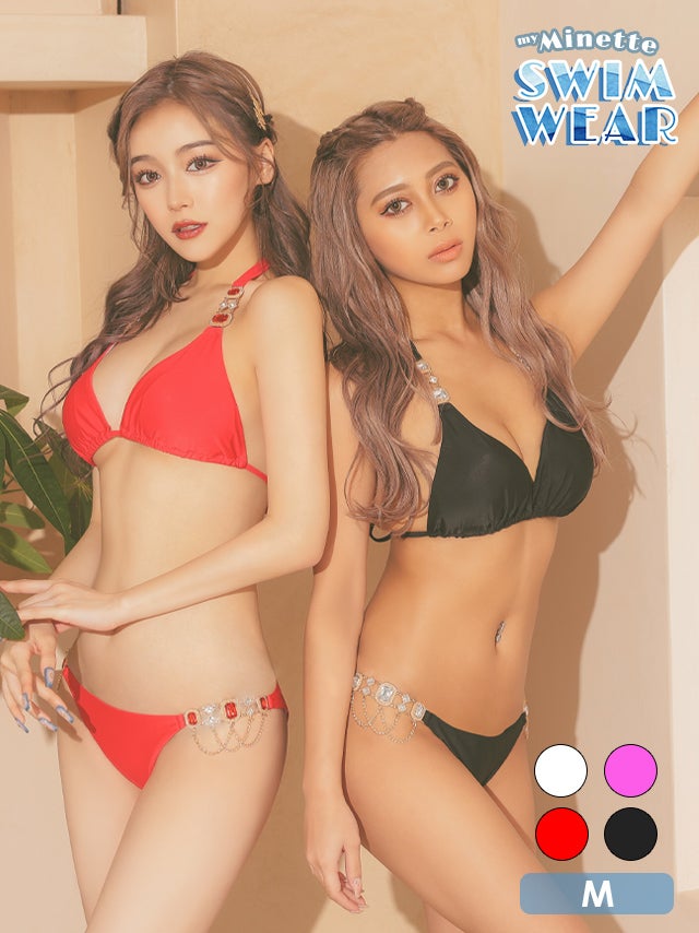 水着 レディース セット フェス イベント myMinette マイミネット ホルターネックローライズエスニックビジュービキニ