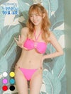水着 レディース セット フェス イベント myMinette マイミネット ホルターネックドロップビジューデザインバンドゥビキニ