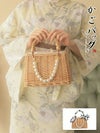 バッグ ミニ 籠バッグ ハンドバッグ 浴衣用 myMinette パームチャームとドットスカーフ付き浴衣みにかごバッグ