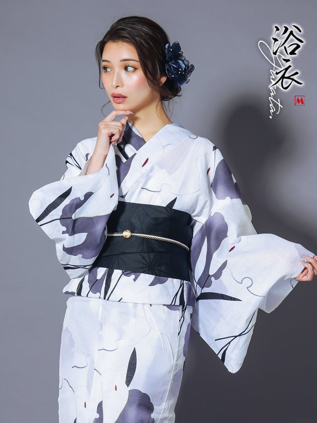浴衣 レディース セット 作り帯 下駄 レトロ 古典 myMinette マイミネット 粋 モノクログラデーションカラー ゆかた2点セット