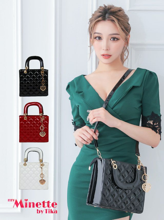 キャババッグ ミニバッグ ショルダーバッグ ハンドバッグ 肩掛け ハート キーホルダー 付き スクエア 2way ハンド ミニバッグ