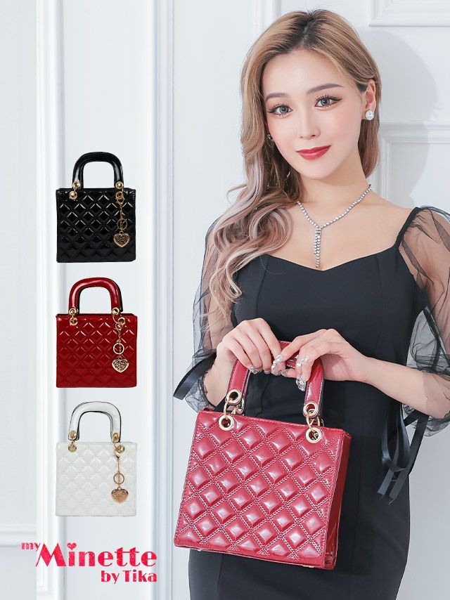 キャババッグ ミニバッグ ショルダーバッグ ハンドバッグ 肩掛け ゴールドチャーム付き エナメル 2way ハンド ミニバッグ