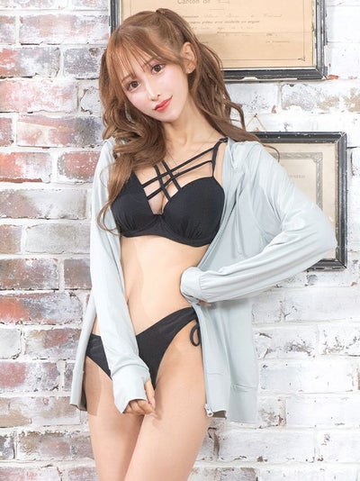 水着 羽織り UV対策 日焼け対策 体型カバー UPF50＋ 紫外線対策 長袖 無地 接触冷感ラッシュガードパーカー