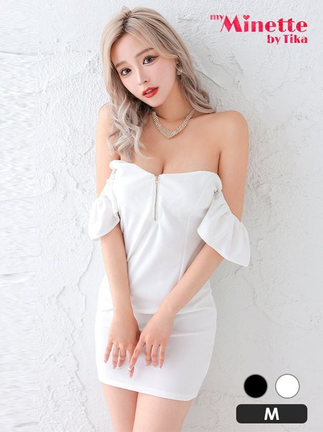 ミニドレス プチプラ ギャル タイト ジップ オフショル セクシー
