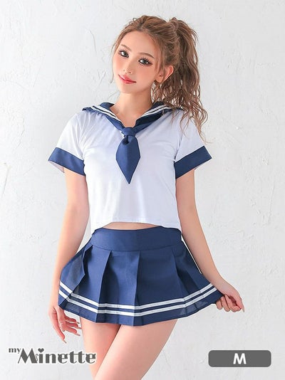 仮装 変装 コスチューム myMinette マイミネット コスプレ ダブルライン 半袖 スカーフ　プチプラ ガーリー　セーラー制服