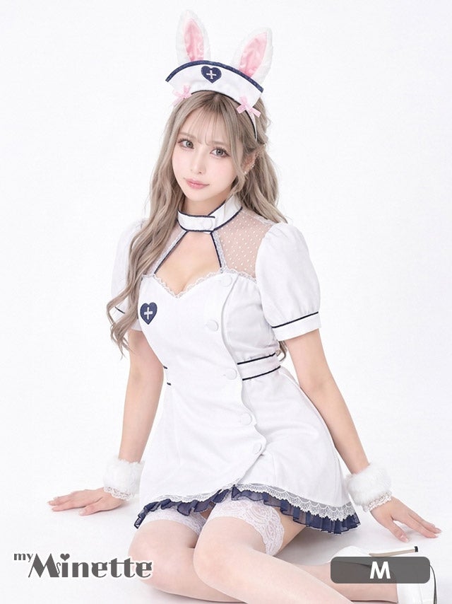 コスプレ ハロウィン 衣装 仮装 うさぎ アニマル 看護婦 看護師 myMinette マイミネット ふわふわうさ耳ナース×バニー