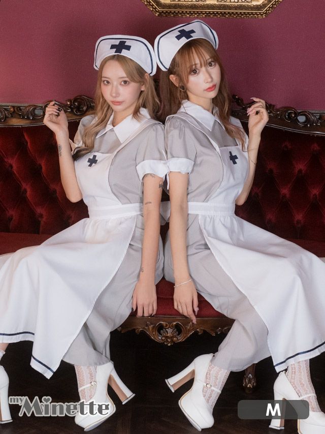 コスプレ ハロウィン 看護婦 看護師 医者 myMinette マイミネット クラシック 体型カバー ペア 王道 ロング丈 ナース