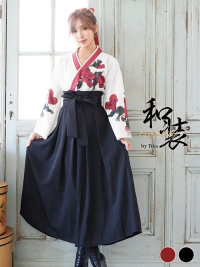 コスプレ 袴 衣装 仮装 コスチューム マキシ丈 myMinette マイミネット 和装 フラワー デザイン 体型カバー ロング丈 袴