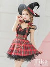 コスプレ チェック柄 美魔女 コスチュームセット ハロウィン ウィッチ ワンピース レディース 衣装 仮装  myMinette マイミネット チェック アメリカン ガーリー フレアスカート インポート 魔女