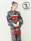 浴衣 ゆかた yukata レトロ なぎ 黒地×桜ゆかた 2点セット
