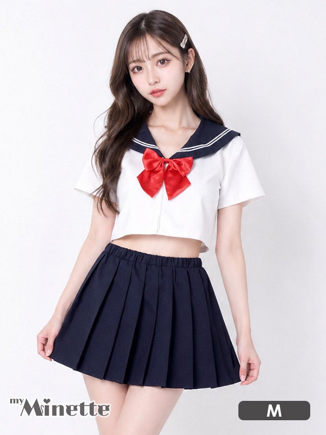 赤リボンシンプルプチプラミニガーリーセーラー制服