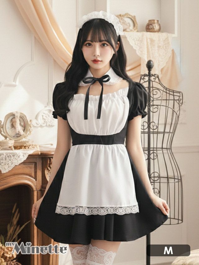仮装 変装 コスチューム 執事 myMinette マイミネット コスプレ レース 袖 フリル ガーリー プチプラ ミニ メイド