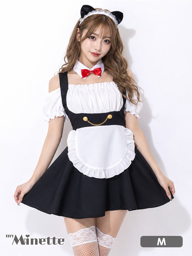 仮装 変装 コスチューム 執事 アニマル myMinette マイミネット コスプレ 袖 フリル セクシー 肩出し プチプラ ミニ 猫 メイド