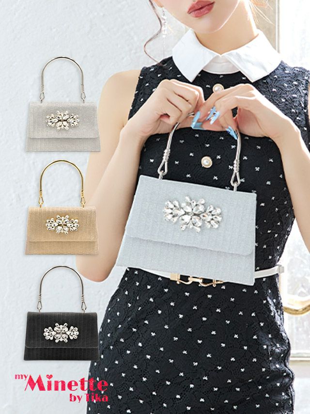 鞄 キャババッグ myMinette マイミネット フラワー ビジュー 2way ハンド ミニ バッグ