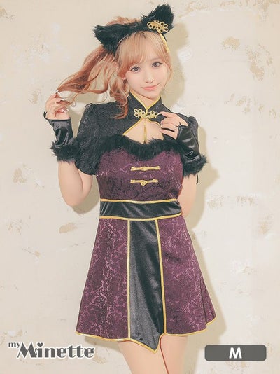 仮装 変装 コスチューム myMinette マイミネット ねこ コスプレ バストカット サテン ジャガード チャイナ 猫 アニマル