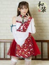 仮装 変装 コスチューム 和装 myMinette マイミネット コスプレ 鶴 柄付け 袖あり 体型カバー フレアスカート 和装束