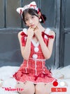 仮装 変装 コスチューム クリスマス myMinette マイミネット サンタコス 2点set ミックス ツイード ウエストカット サテン リボン フレアスカート ガーリー 猫 アニマル サンタ コスプレ ドレス