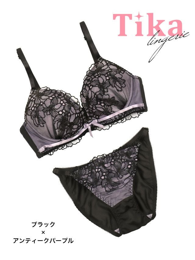 勝負下着 セクシー ランジェリーフラワーチュールサテンリボンカップ