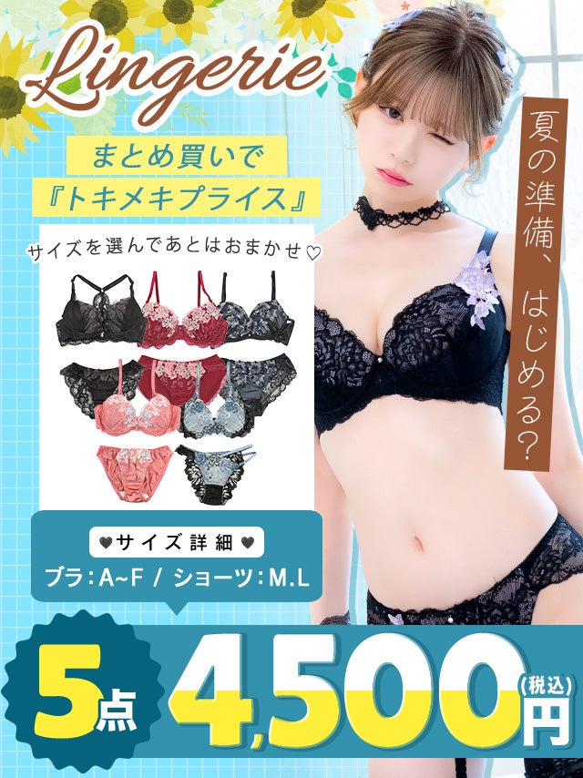 [LINGERIE HAPPY BAG] ランジェリー5点セット(ブラジャー＆ショーツ5点セット)