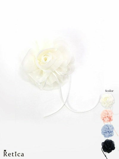 パーティー パーティー小物 myMinette マイミネット パール リボン シフォン フラワー ヘアアクセサリー