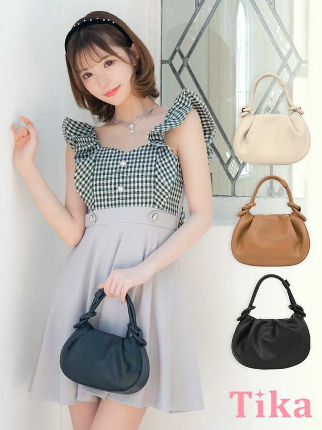 キャバドレス 安い 激安  キャバクラ クラブ ラウンジ 合皮 2Way 結びハンドル ハンドミニバッグ プチプラドレス