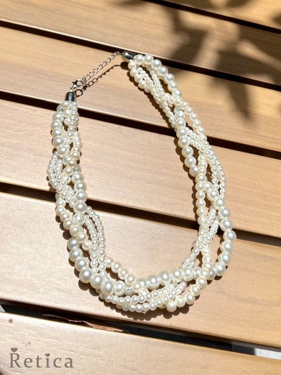 myMinette マイミネット 大中小パール ねじれネックレス