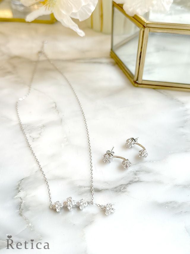 myMinette マイミネット フラワー シルバービジュー アクセサリー2点セット