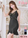 キャバドレス ミニ丈 キャバクラ クラブ ラウンジ バストレース × ストリングデザイン くびれ ラインフリル タイトミニドレス