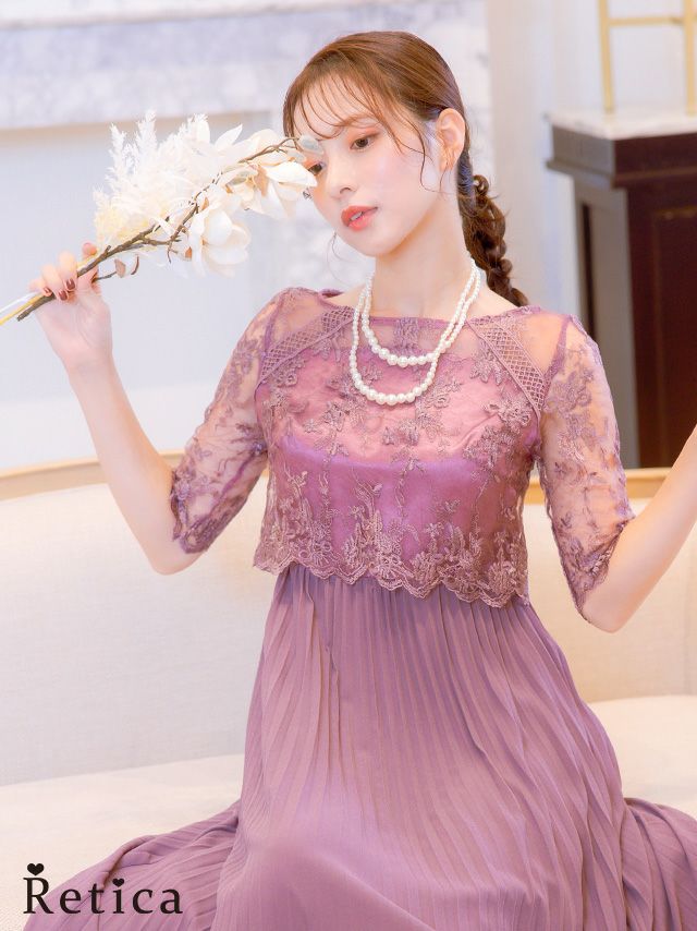 セレモニースーツ レディース パンツスーツ 入学式 入園式 ママ 卒業式 卒園式 フォーマル myMinette マイミネット 花柄刺繍シアープリーツロングスカート結婚式パーティードレス