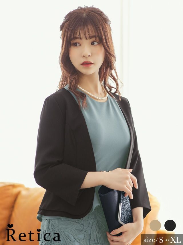 myMinette マイミネット ノーカラー ダブルフリルタック ボレロ ジャケット