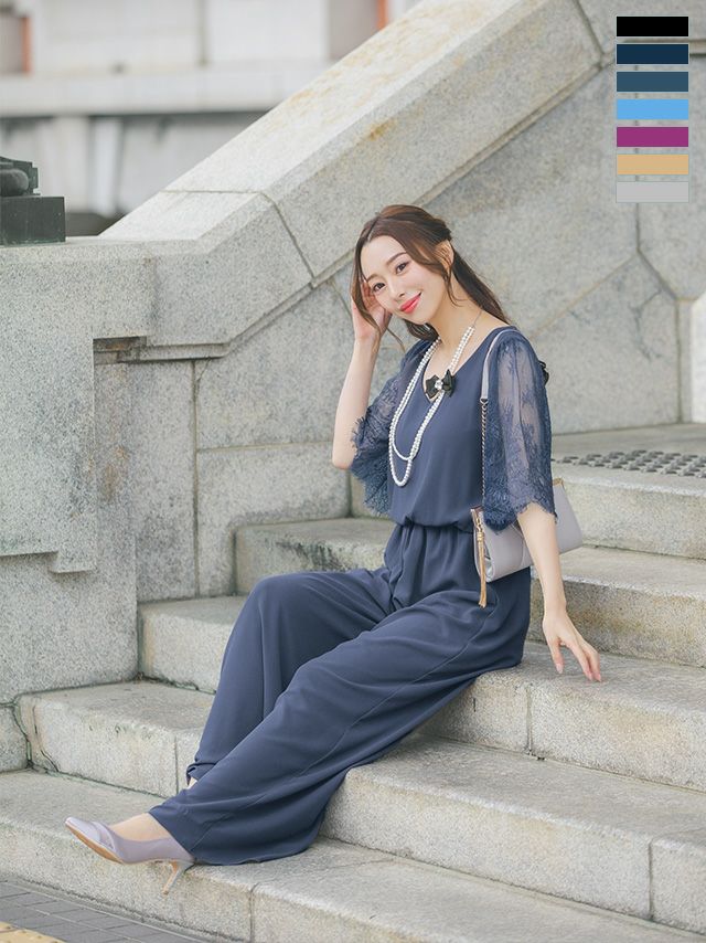 セレモニースーツ レディース パンツスーツ 入学式 入園式 ママ 卒業式 卒園式 フォーマル myMinette マイミネット シンプル5部袖シフォンワイドパンツ結婚式パーティードレス