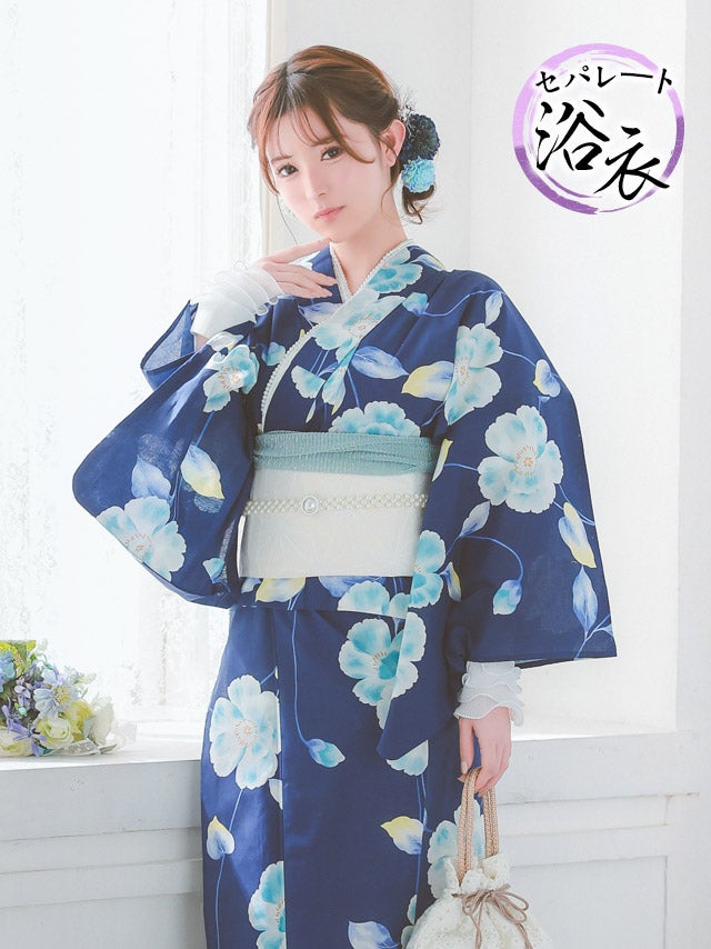 水彩 シャクナゲ セパレート ゆかた2点セット