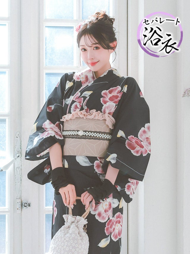 水彩 シャクナゲ セパレート ゆかた2点セット