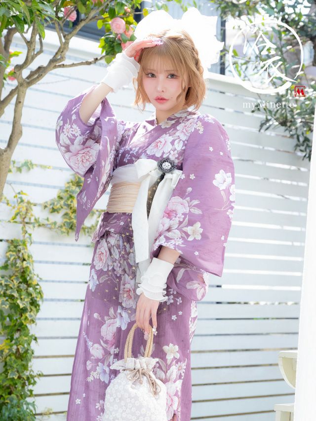 SWEET ラズベリー アンティークフラワー ゆかた 3点セット