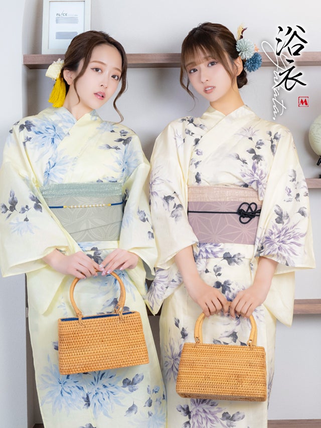myMinette マイミネット レトロ クリーム地 水彩 菊 ゆかた3点セット