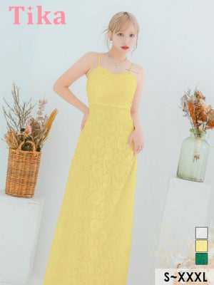 キャバドレス 安い 激安 ミニ丈 キャバクラ クラブ ラウンジ 【キャミソールクロスギャザー切り替えクラシカルフラワーレースAラインロングドレス (Sサイズ～XXXLサイズ) (重川茉弥/キャバドレス着用)[Tika/ティカ]】 プチプラドレス