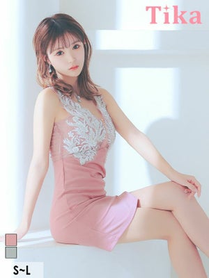 キャバドレス ミニ丈 キャバクラ クラブ ラウンジ 背中魅せ ノースリーブ シアー刺繍 ビジュー バストジップ ストレッチ タイトミニドレス