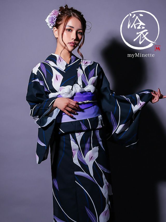 浴衣 選べる帯 浴衣 選べる帯 濃紺 菖蒲 2025 粋シリーズ 3点セット