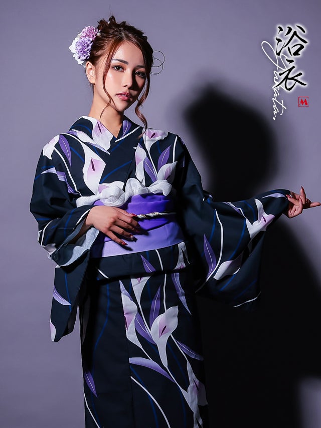 浴衣 選べる帯 浴衣 選べる帯 濃紺 菖蒲 2025 粋シリーズ 3点セット