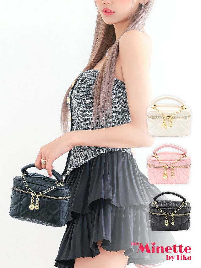 myMinette マイミネット ゴールドチェーン キルティング レザー ショルダーバッグ