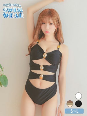 水着 ギャル バンドゥ モノキニ シャーリング カットアウト ビキニ