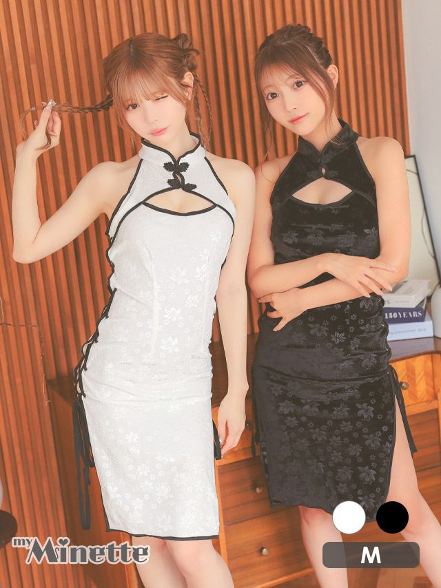 コスプレ バストカット セクシー レースアップ 小花柄 チャイナ服