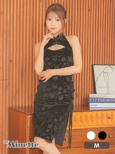 コスプレ バストカット セクシー レースアップ 小花柄 チャイナ服