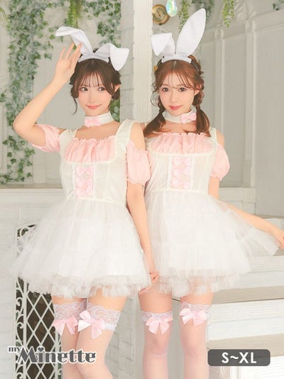 コスプレ メイド風 ボリュームチュール フレアスカート ガーリー バニーガール