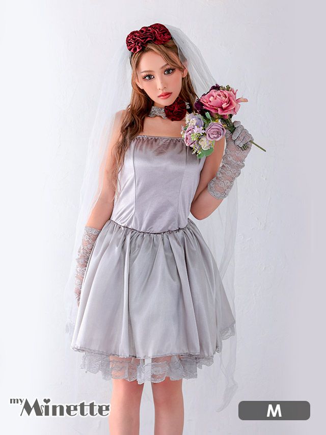 コスプレ ベアトップ フレアスカート ホラー ゾンビ スカラップレース ゾンビ花嫁