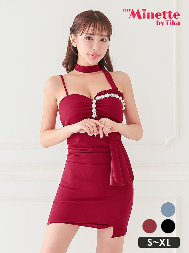 キャバドレス 安い 激安 ミニ丈 キャバクラ クラブ ラウンジ ホルターネック ビジュー キャミソール フリル セクシー タイト ミニドレス プチプラドレス