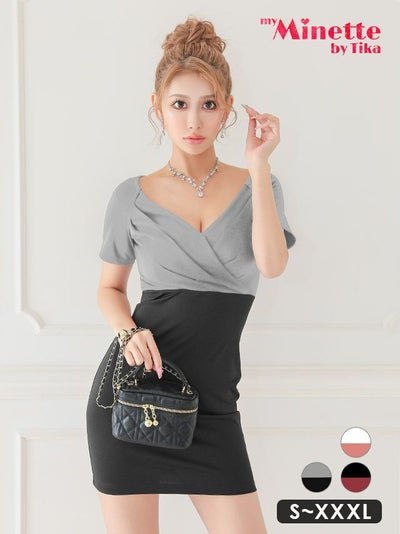 キャバドレス 安い 激安 ミニ丈 キャバクラ クラブ ラウンジ シンプル タイト 半袖 バイカラー ガーリー プチプラ ミニドレス プチプラドレス